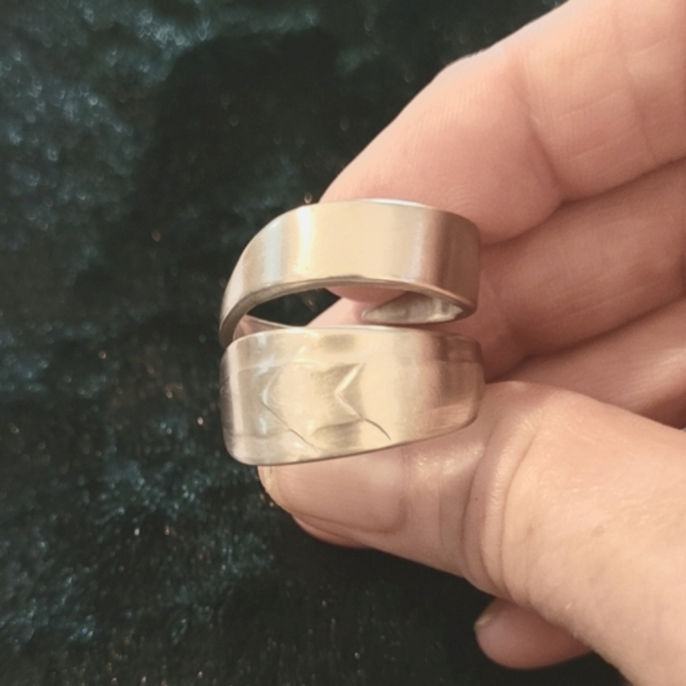 MENS RING Silver Plate Vintage Sheffield Size 12 BIKER BOHO HARLEY